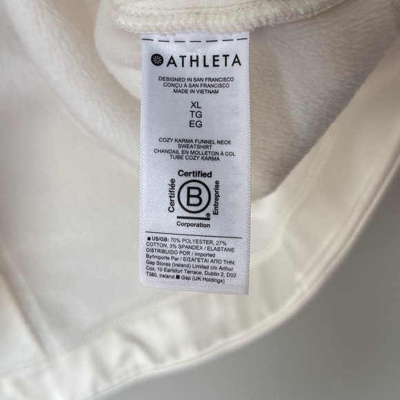 NWT Athleta Cozy Karma Funnel Neck Sweater Size XL Cream White Ivory Fleece - Picture 7 of 8